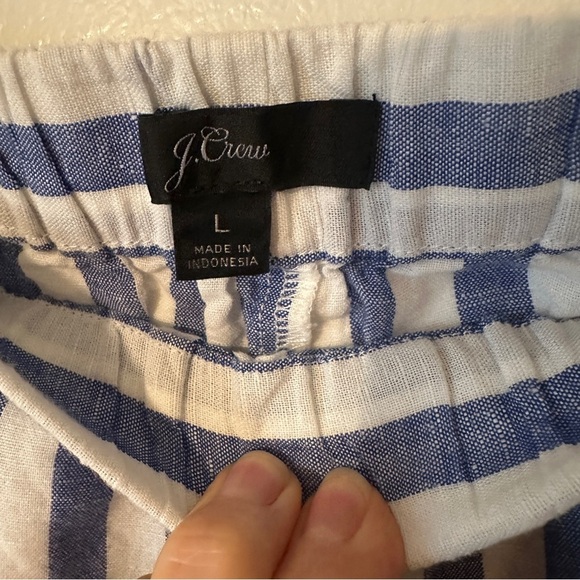 J Crew Womens Blue White Stripe Wide Leg Pull on Pants Cropped Beachy Nautical L - Picture 7 of 7